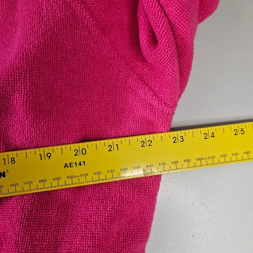 Lacoste Pink Cotton Terry Cloth Bathrobe Embroidered Logo Shawl Collar Robe - Picture 11 of 12